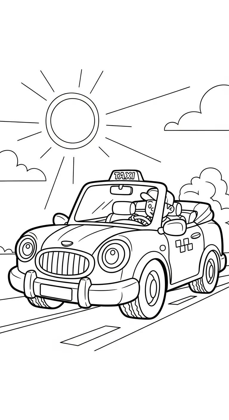 coloriage Taxi pour enfant de 6 ans