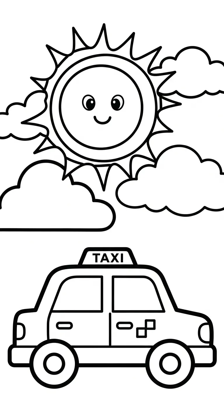 coloriage Taxi et decoupage a imprimer gratuit