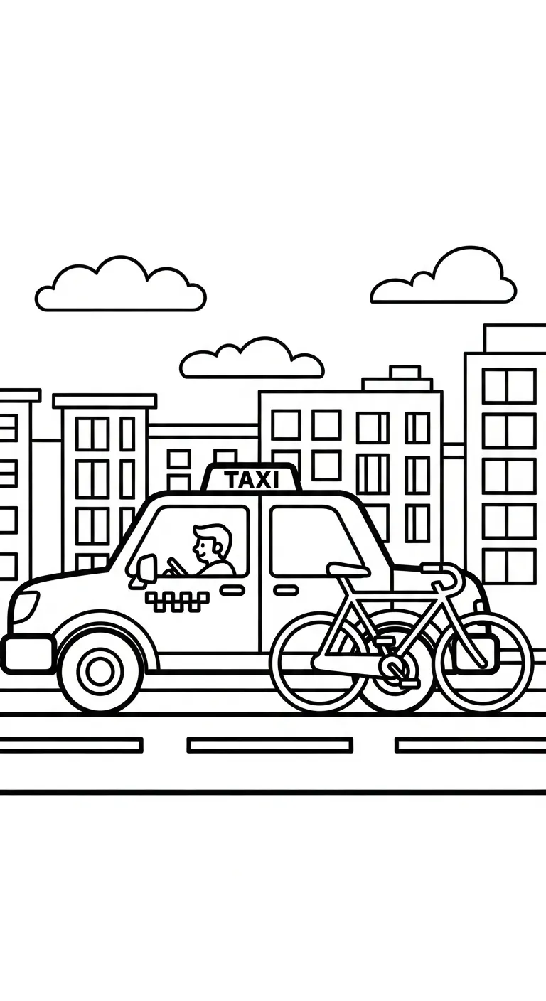 coloriage Taxi à imprimer pour enfant de 4 ans