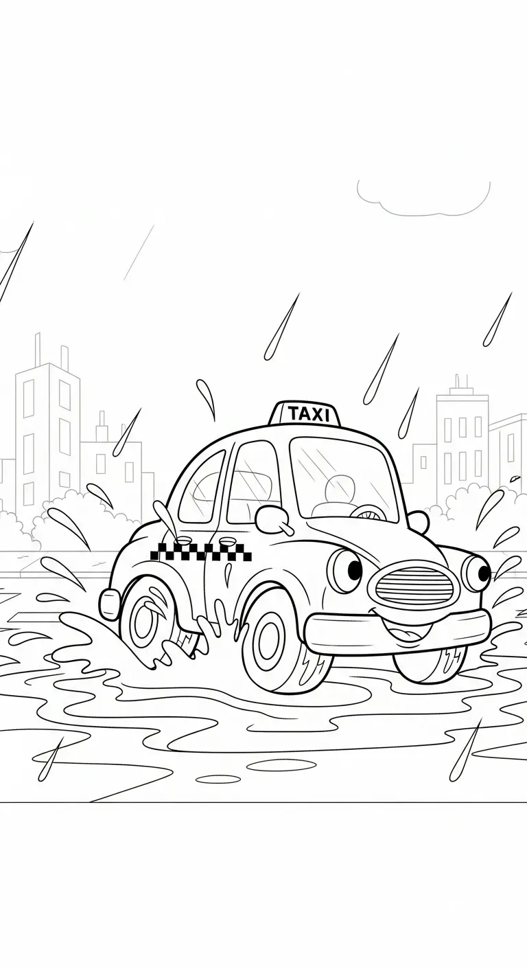 coloriage Taxi d'enfant a imprimer