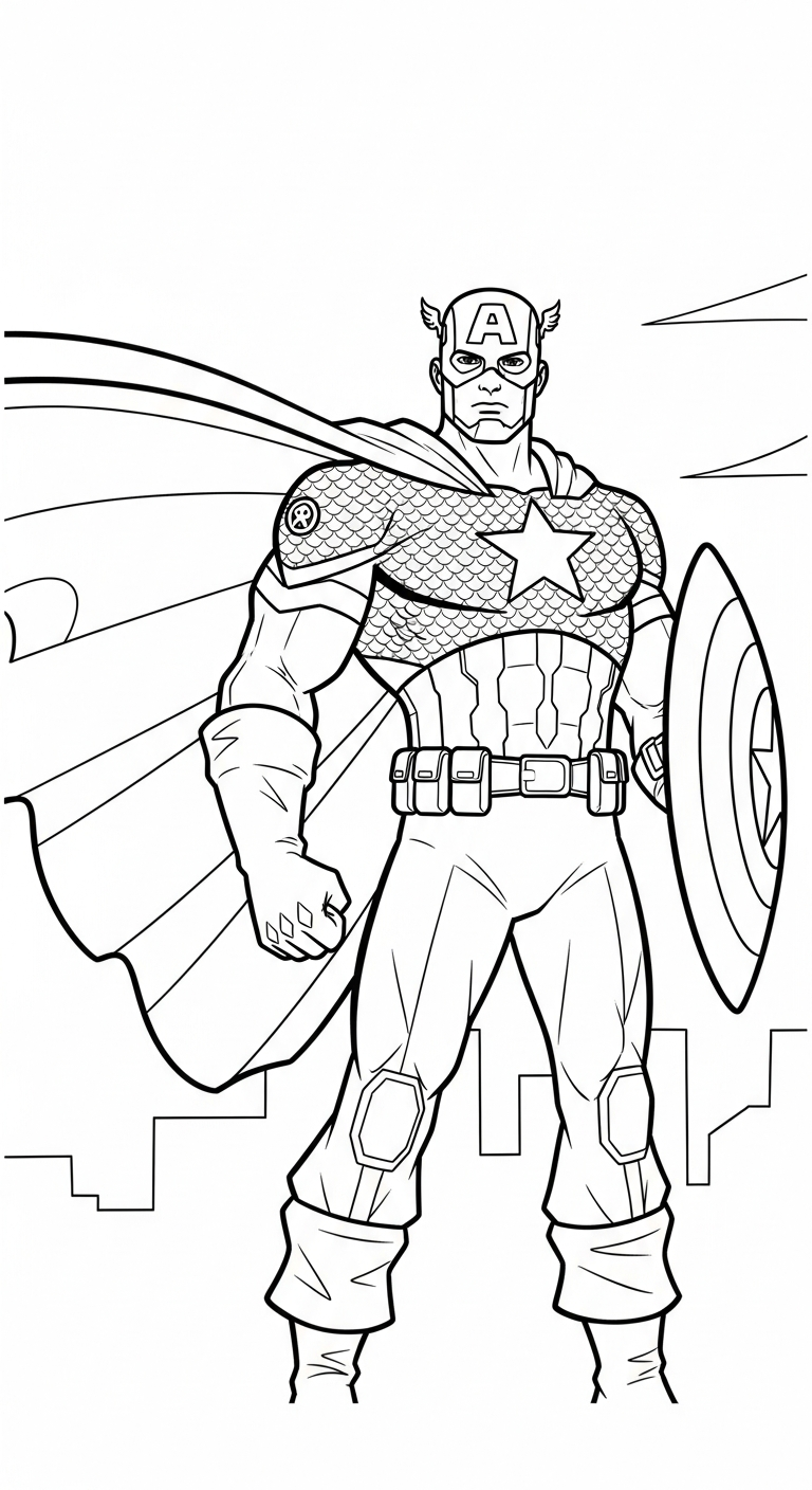 coloriage Captain American pour enfant de 8 ans