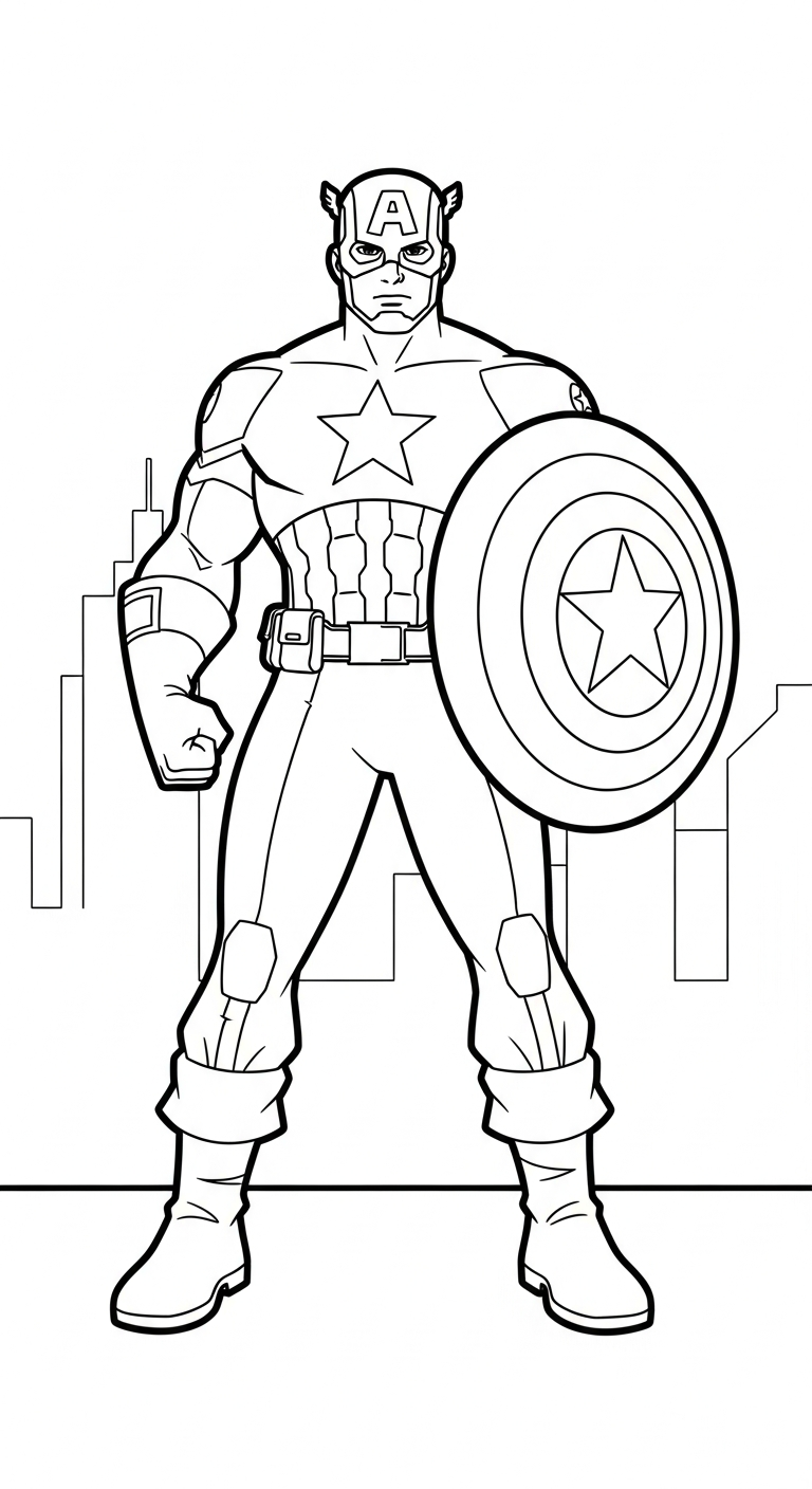 coloriage Captain American pour enfant de 10 ans
