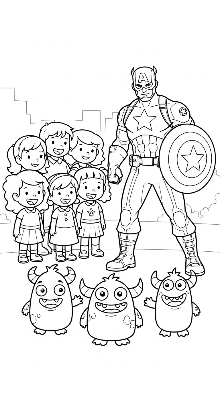 coloriage Captain American à imprimer pour enfant de 7 ans