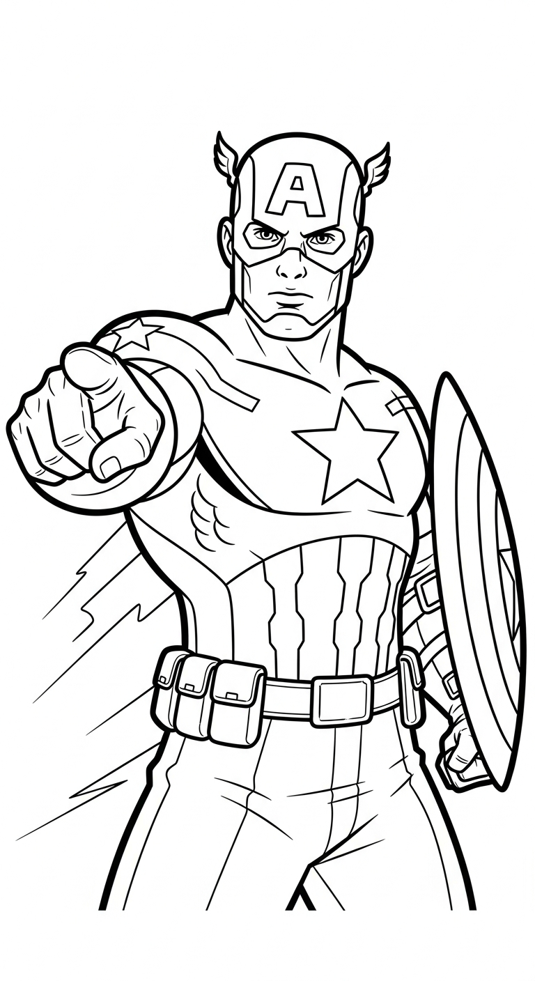 coloriage Captain American pour enfants a imprimer