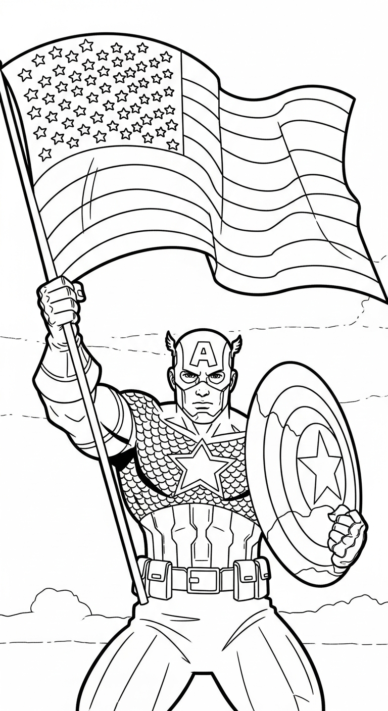coloriage Captain American d'enfant a imprimer
