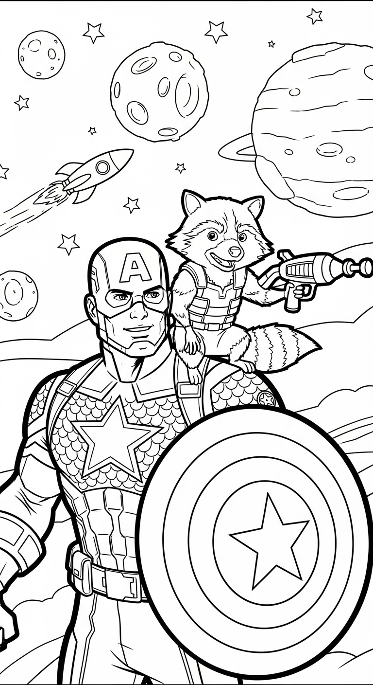coloriage Captain American pour enfant de 6 ans