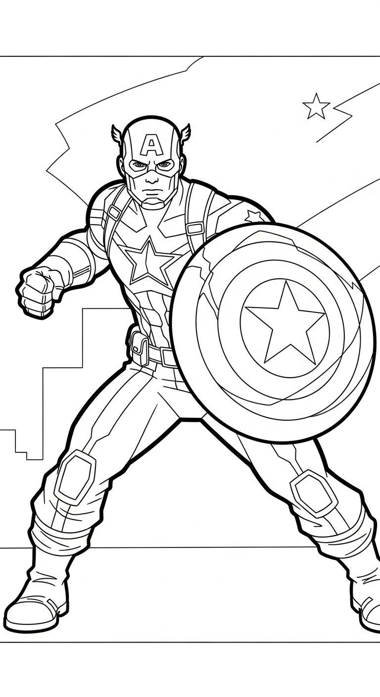 coloriage Captain American à imprimer pour enfant de 8 ans
