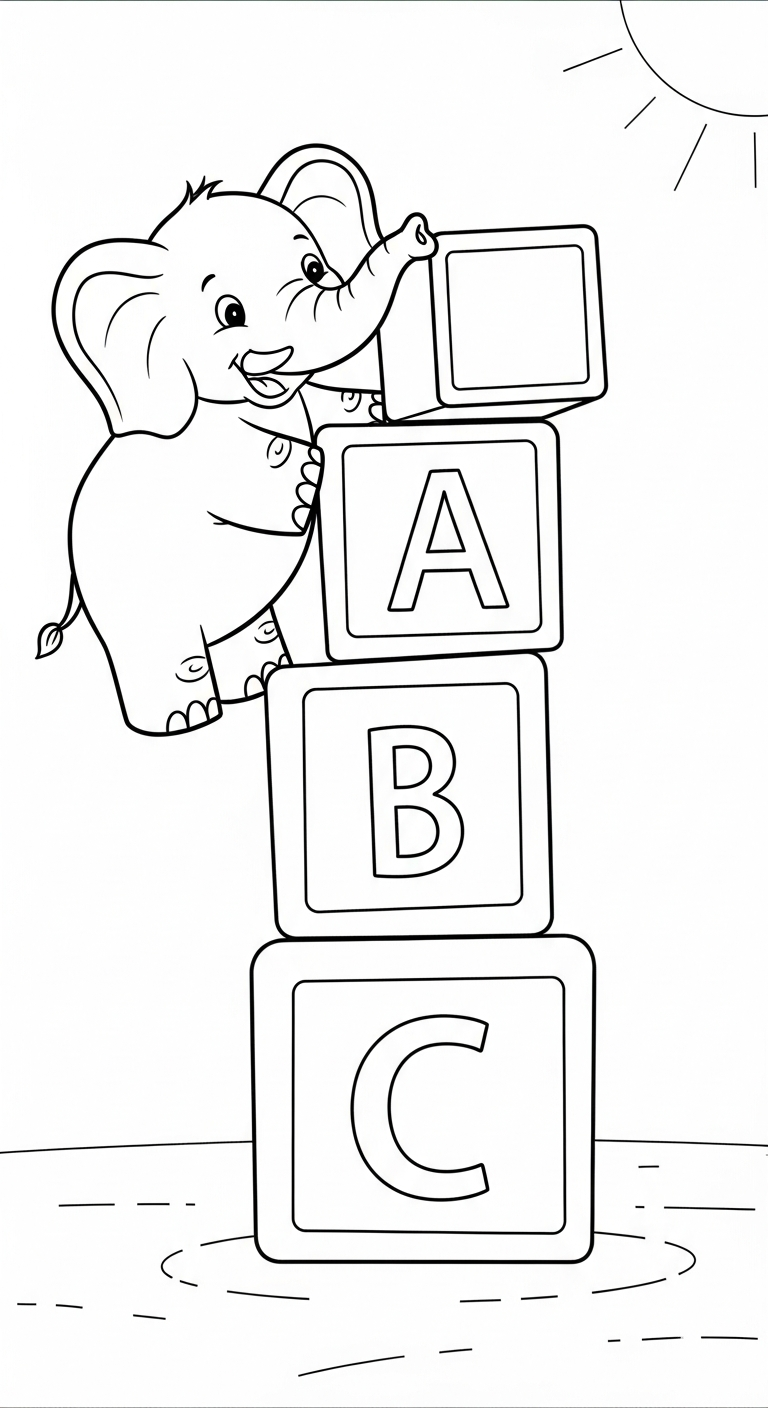 coloriage Éléphant updated pour enfant de 2 ans