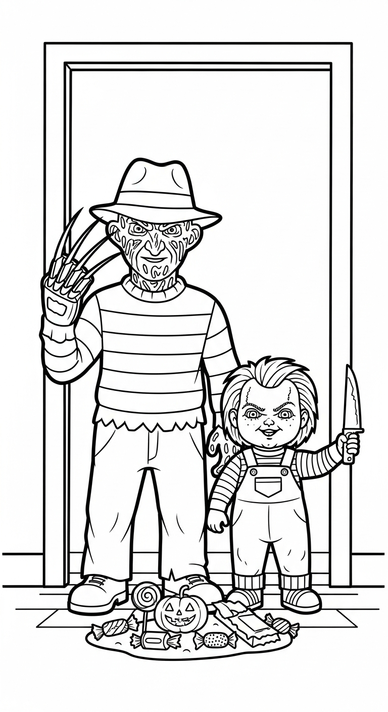 coloriage Freddy Krueger à imprimer kawaii