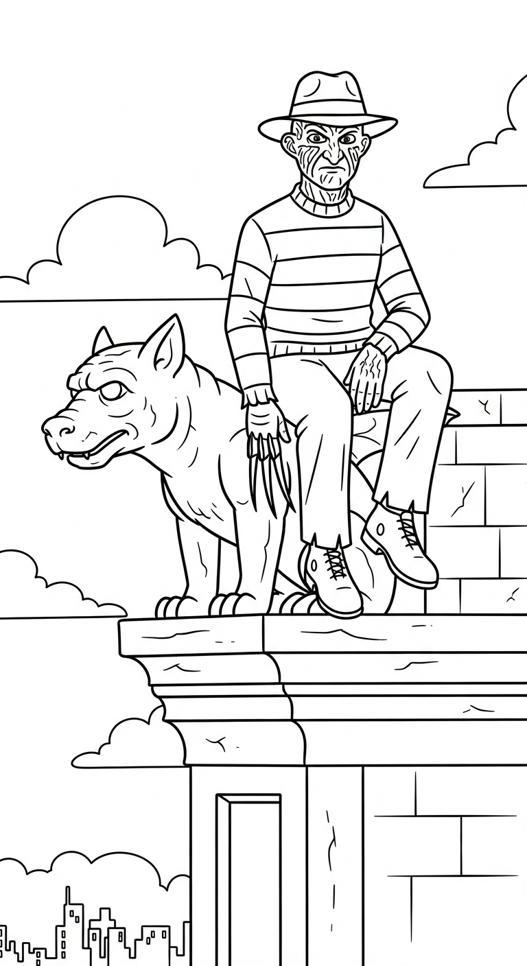 coloriage Freddy Krueger educatif pour enfant