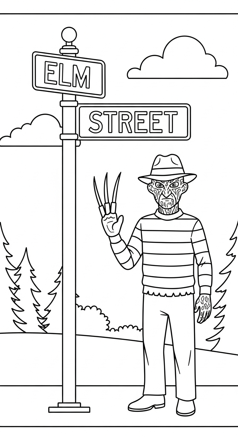 coloriage Freddy Krueger a imprimer pour enfant de 4 ans