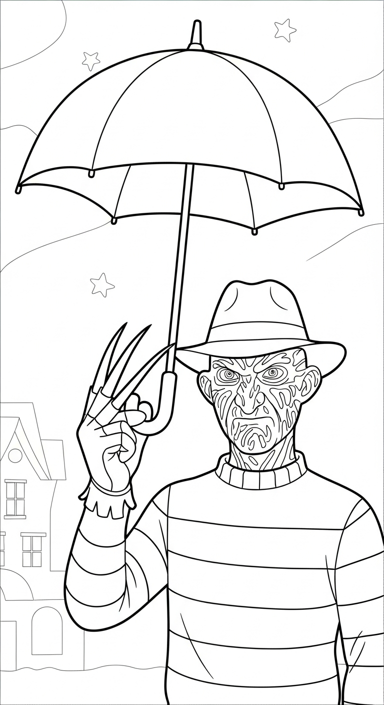 coloriage Freddy Krueger à imprimer pour enfant de 7 ans