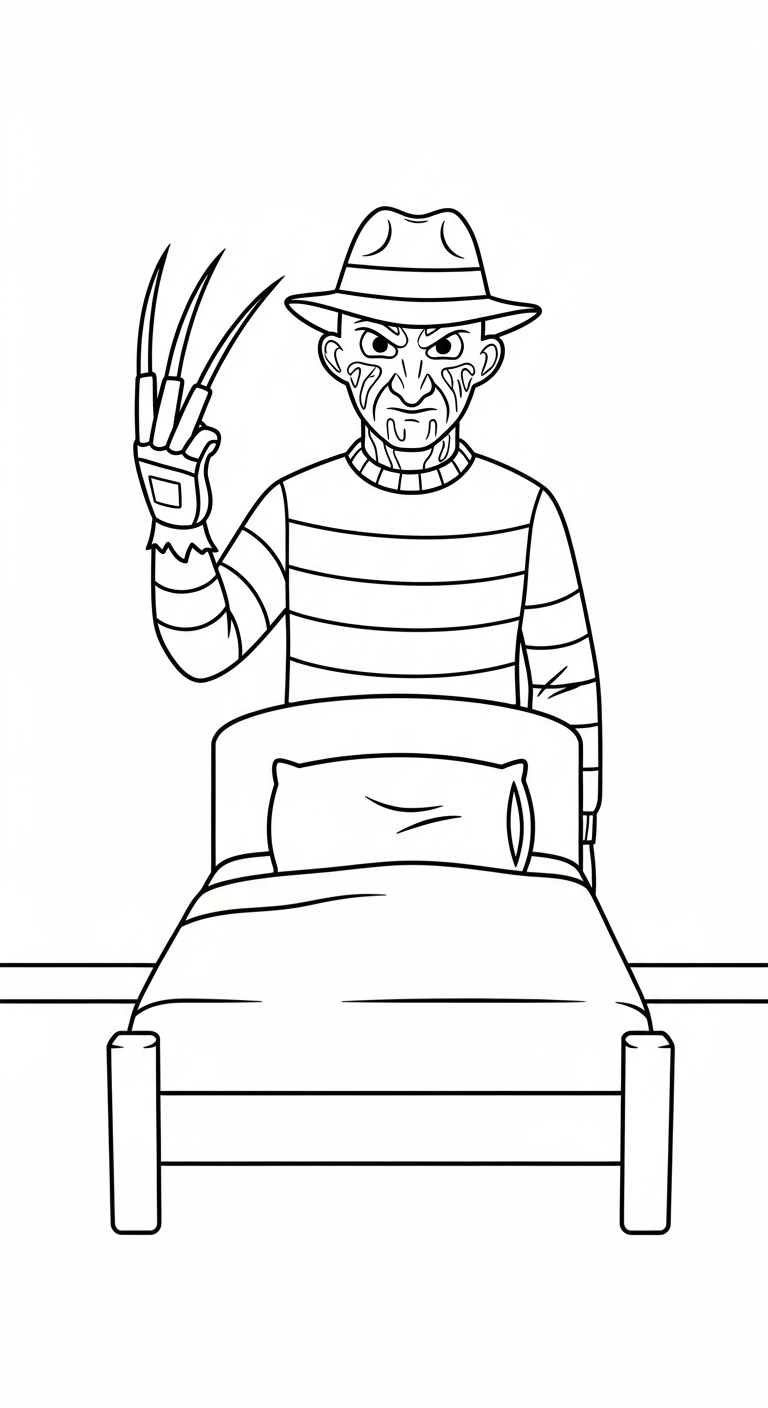 coloriage Freddy Krueger à imprimer pour enfant de 4 ans