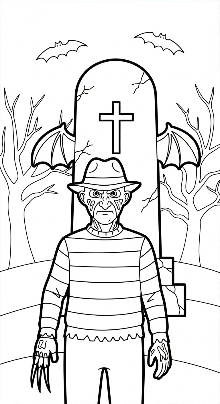 coloriage Freddy Krueger pour enfant de 10 ans