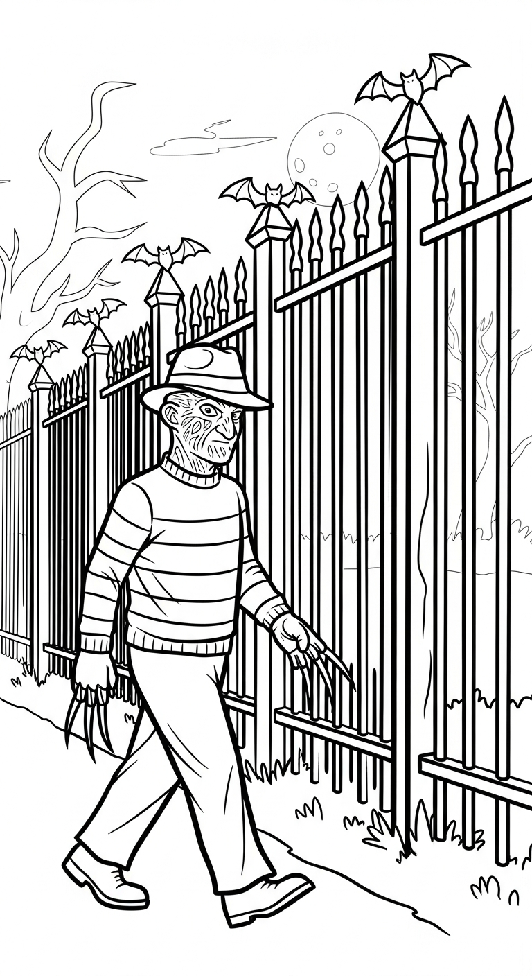 coloriage Freddy Krueger à imprimer pour enfant de 10 ans