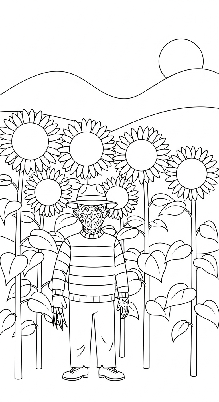 coloriage Freddy Krueger à imprimer pour enfant de 3 ans