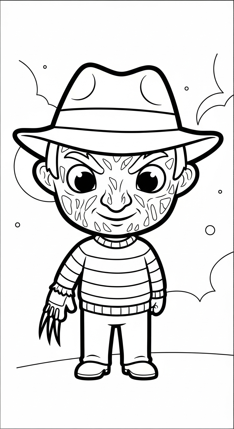 coloriage Freddy Krueger à imprimer pour enfant de 9 ans