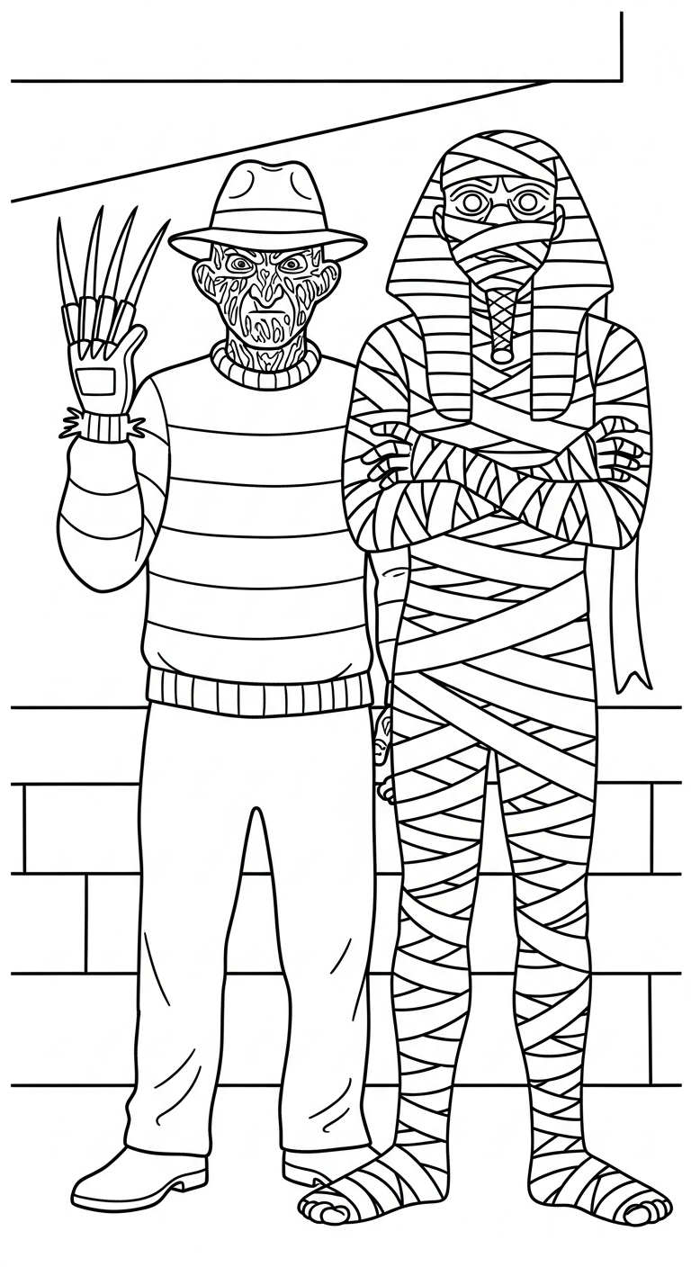 coloriage Freddy Krueger et découpage à imprimer 2