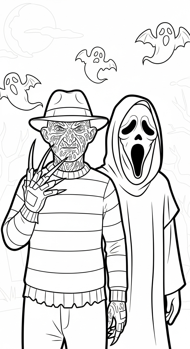 coloriage Freddy Krueger à imprimer pour enfant de 2 ans