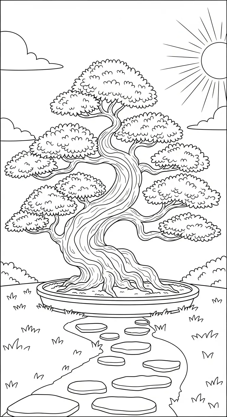 coloriage Bonsaï a imprimer pour enfant de 4 ans