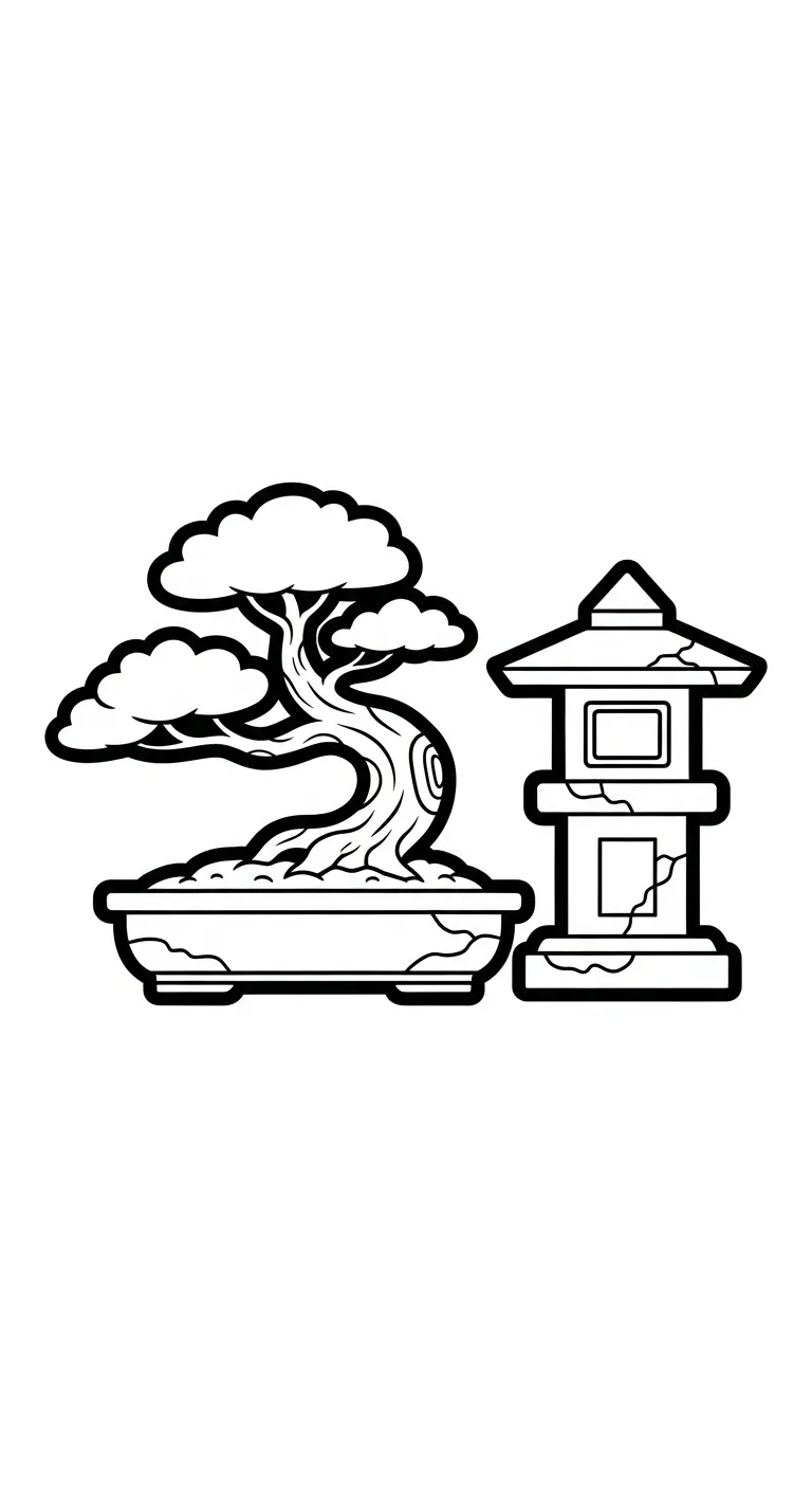 coloriage Bonsaï à imprimer pour enfants 1