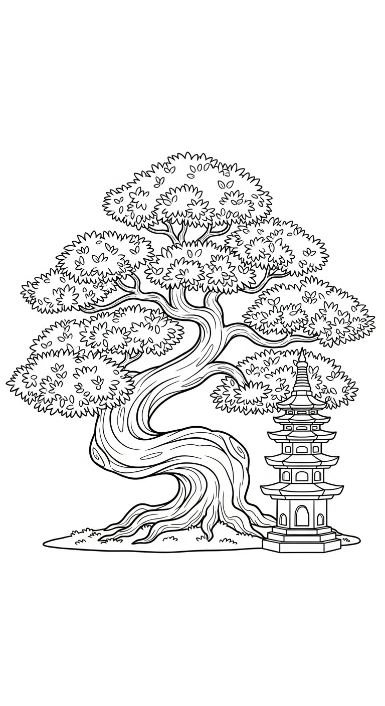 coloriage Bonsaï pour enfant de 4 ans