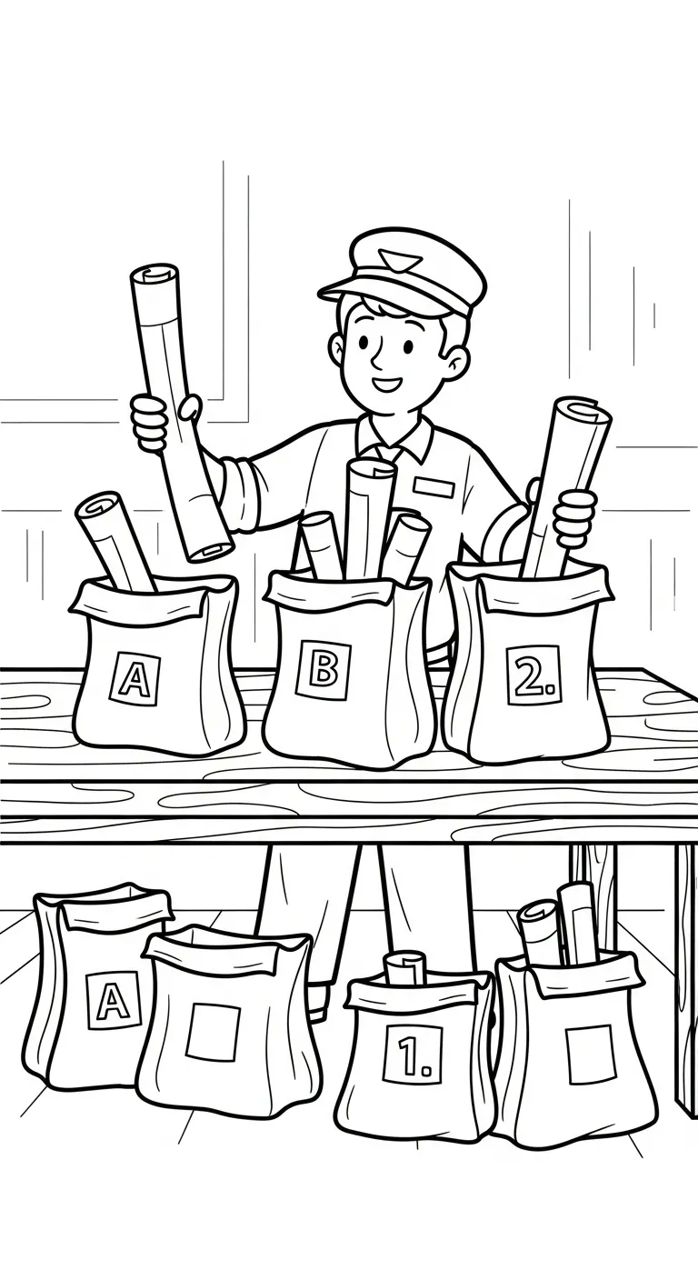coloriage Facteur à imprimer pour enfant de 12 ans