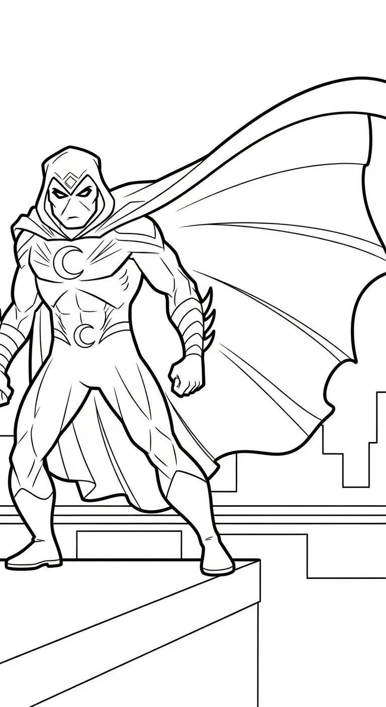 coloriage Moon Knight à imprimer pour enfant de 3 ans
