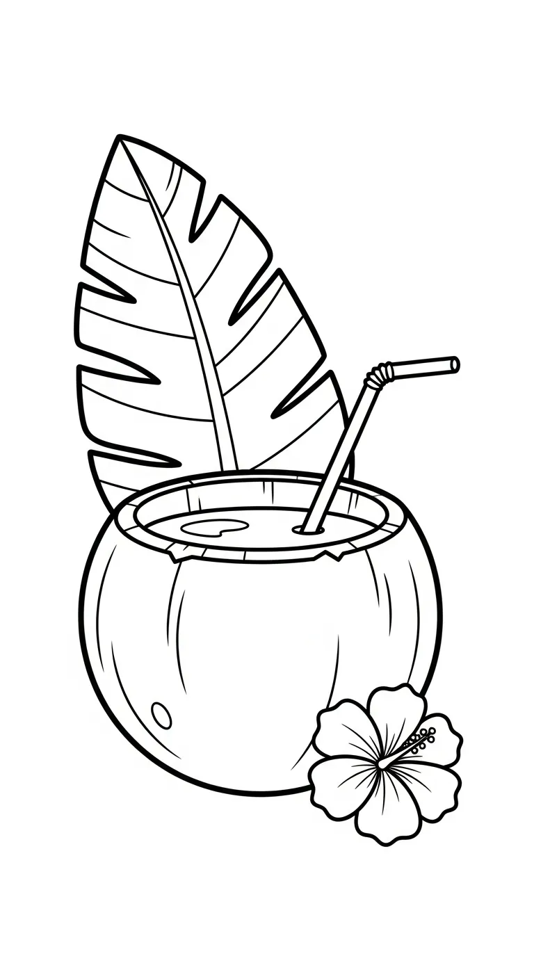 coloriage Noix de Coco à imprimer kawaii 1