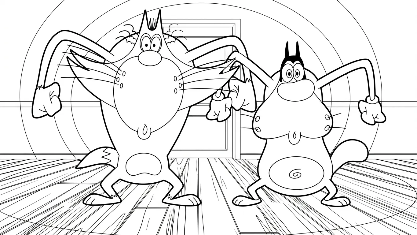 coloriage Oggy à imprimer pour enfant de 4 ans