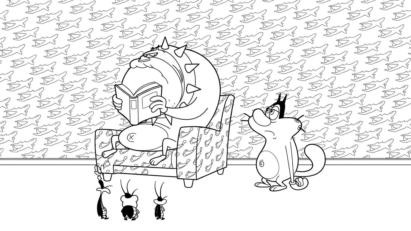 coloriage Oggy et apprentissage 1