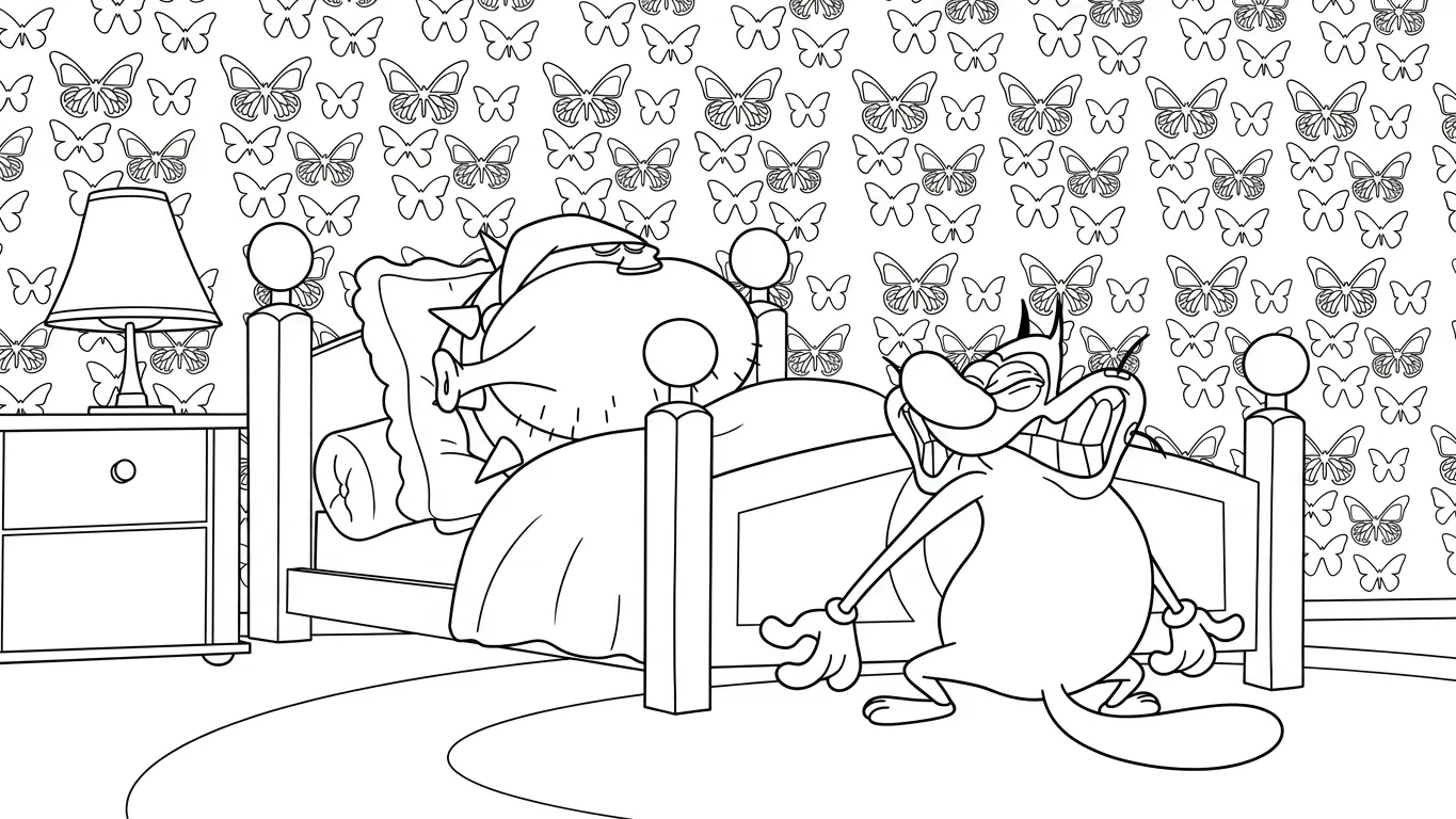 coloriage Oggy à imprimer pour enfant de 10 ans 2