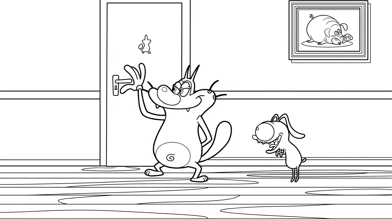 coloriage Oggy à imprimer pour enfant de 3 ans