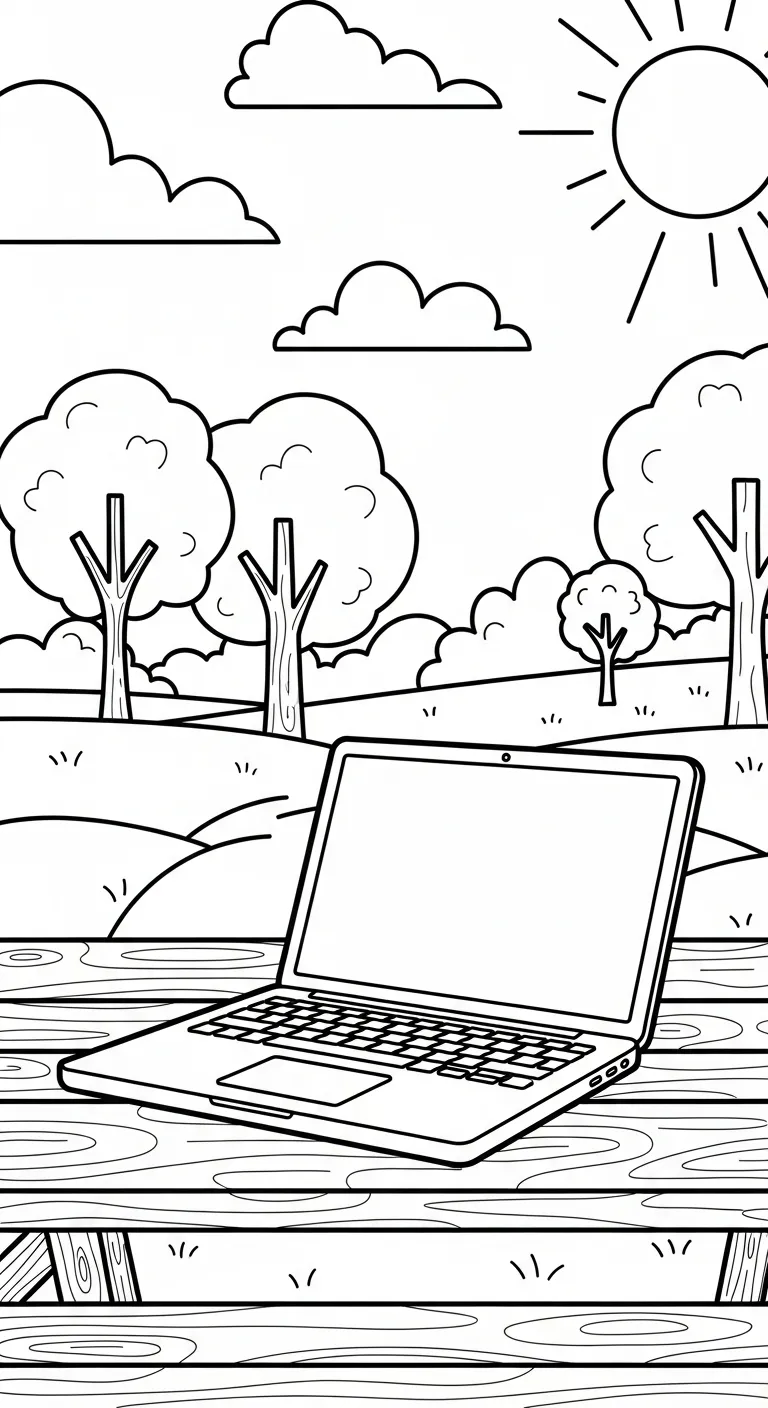 coloriage Ordinateur Portable à imprimer pour enfant de 4 ans