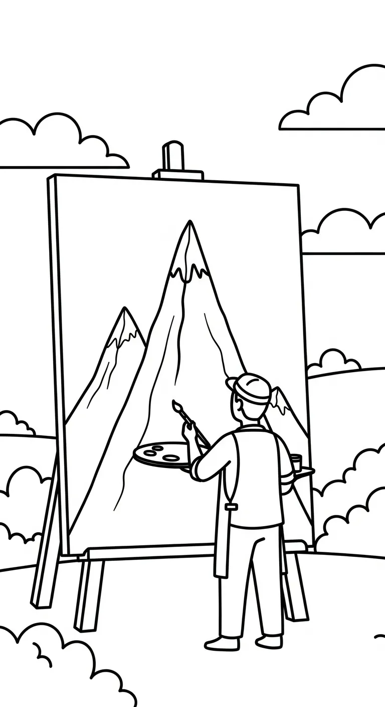 coloriage Peintre à imprimer pour enfant de 3 ans 1