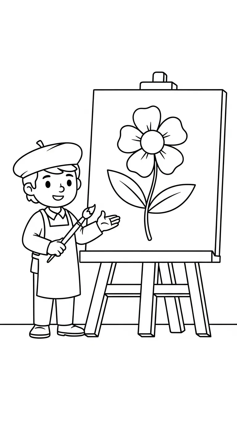 coloriage Peintre à imprimer pour enfant de 8 ans