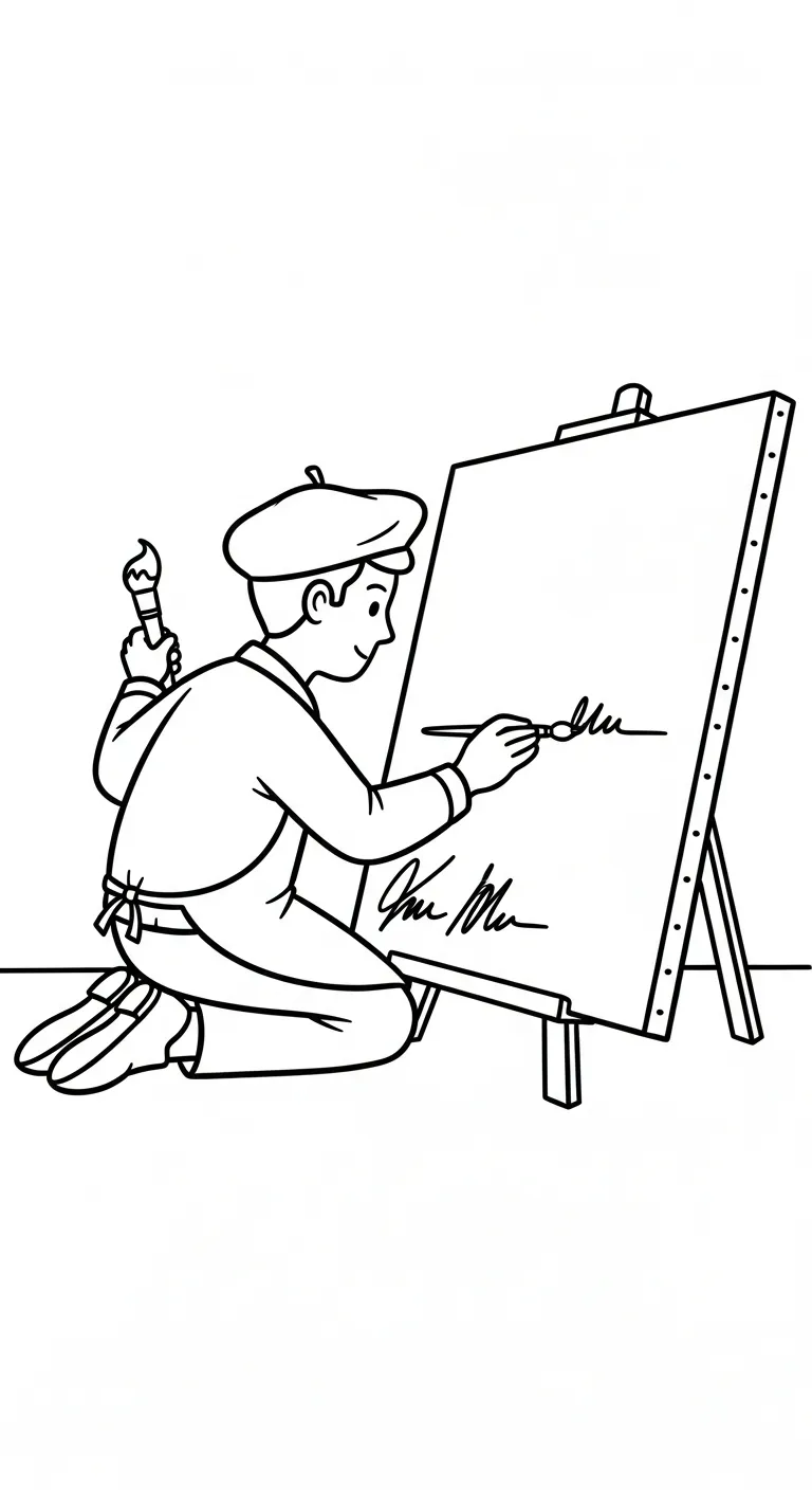 coloriage Peintre à imprimer pour enfant de 8 ans 1