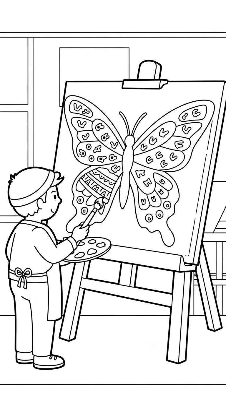 coloriage Peintre et decoupage 1