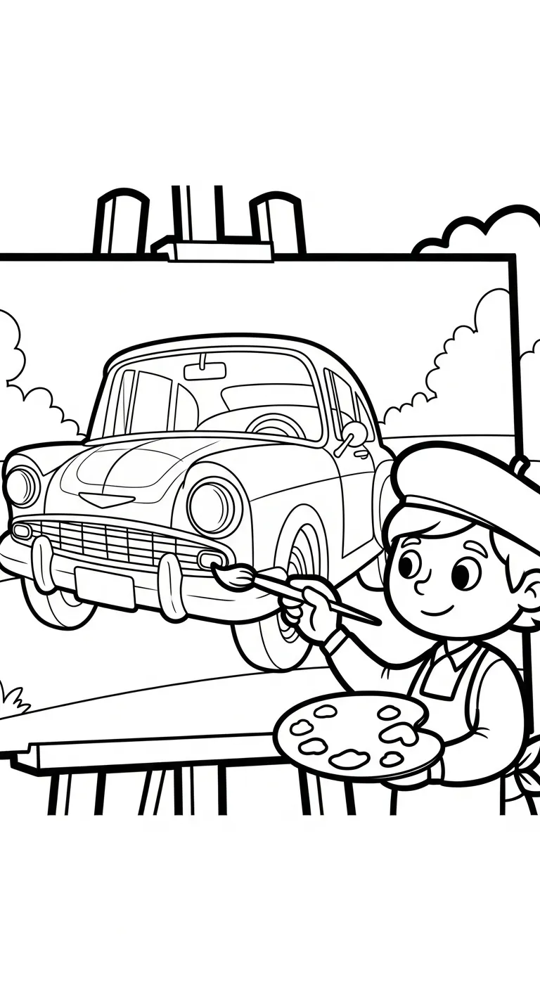 coloriage Peintre de pour enfants