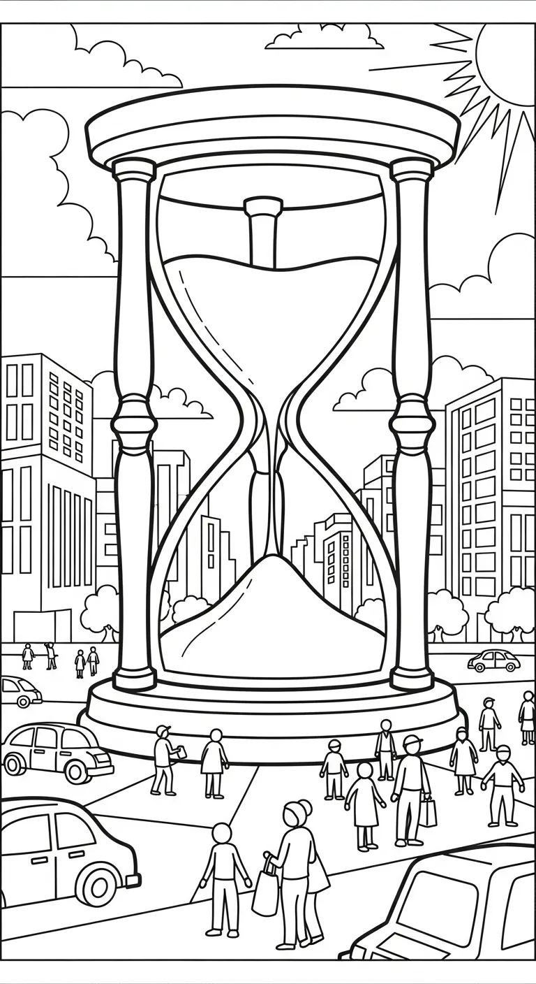 coloriage Sablier et découpage à imprimer