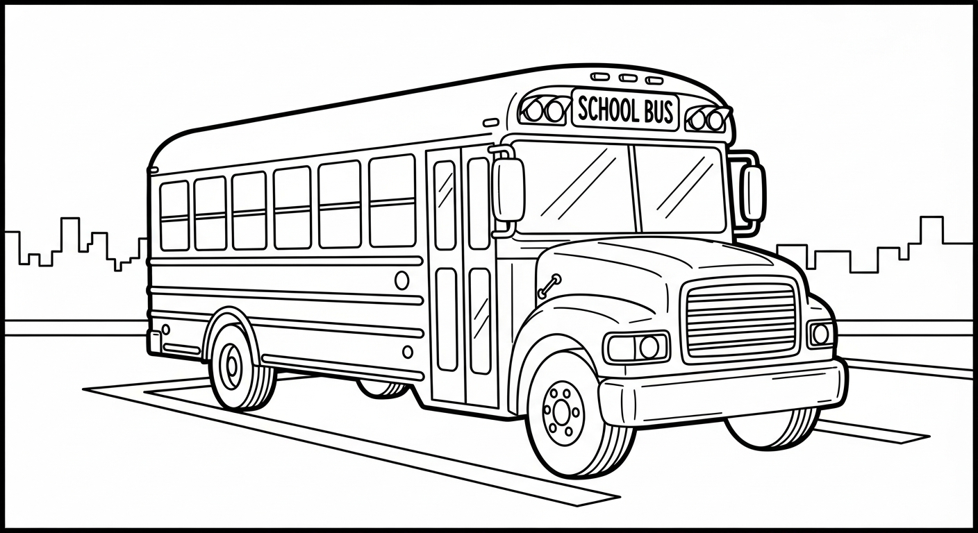 image de coloriage Autobus Scolaire updated pour enfant