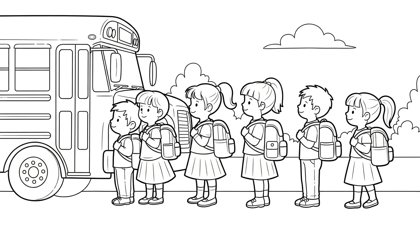 coloriage Autobus Scolaire updated pour enfant de 4 ans 1