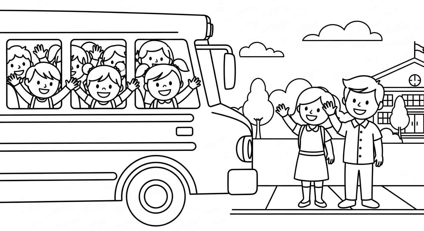 coloriage Autobus Scolaire updated à imprimer pdf gratuit 1