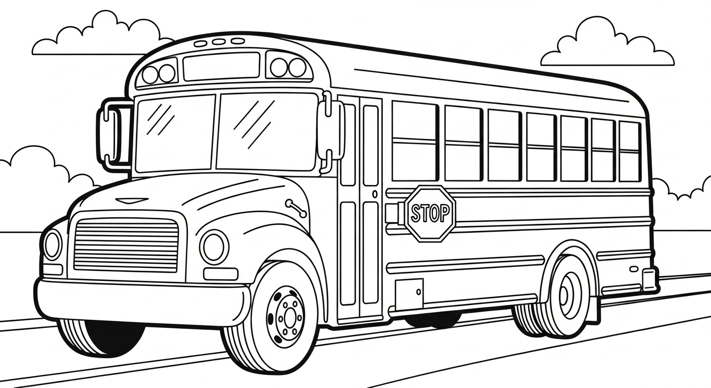 coloriage Autobus Scolaire updated pour enfants 1