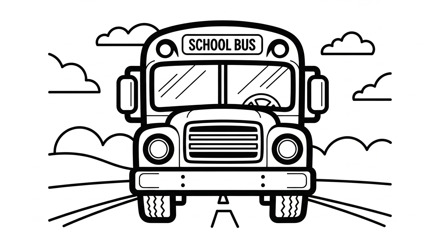 coloriage Autobus Scolaire updated à imprimer kawaii