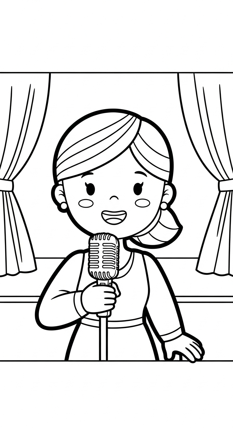 coloriage Chanteuse à imprimer pour enfant de 4 ans