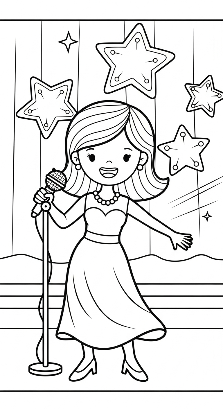 coloriage Chanteuse et decoupage a imprimer gratuit