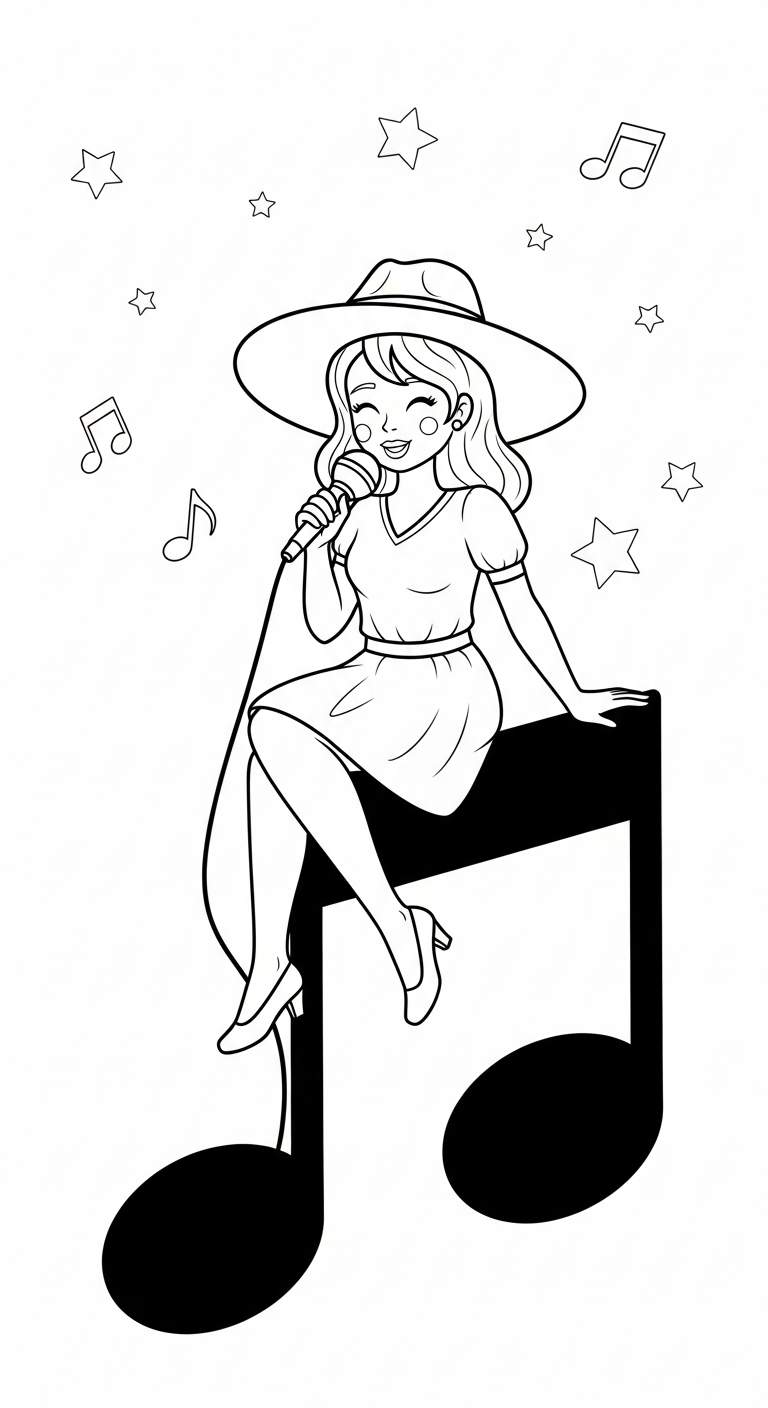 coloriage Chanteuse et apprentissage
