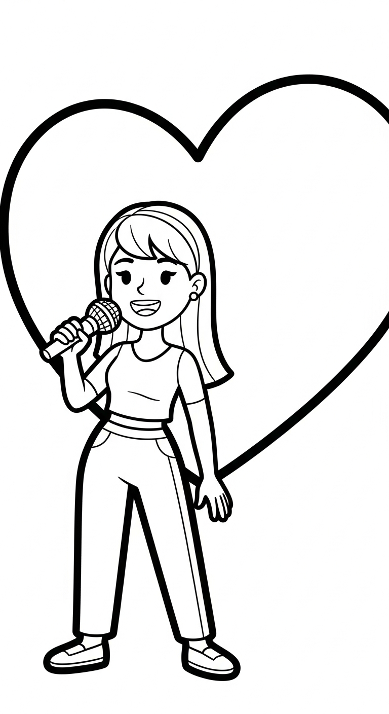 image pour coloriage Chanteuse enfant