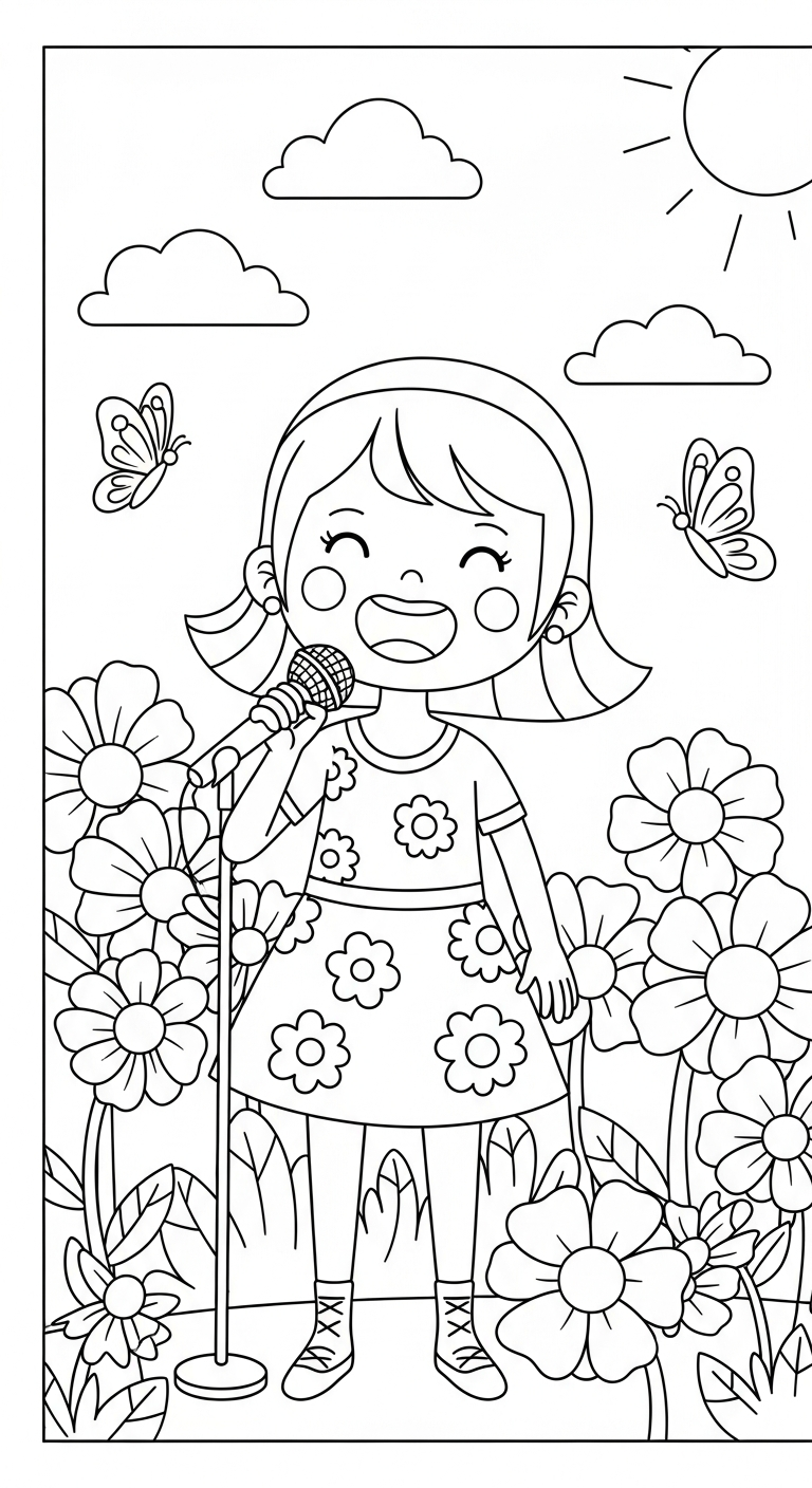 coloriage Chanteuse pour enfant de 2 ans 1